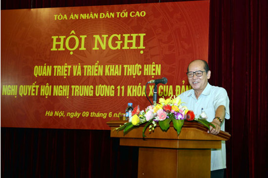 Đảng ủy TANDTC tổ chức quán triệt và triển khai thực hiện Nghị quyết Hội nghị TW 11 khóa XI của Đảng