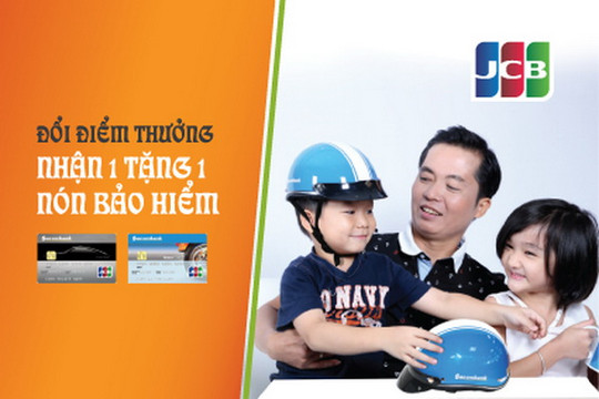 Xài thẻ Sacombank JCB được tặng nón bảo hiểm