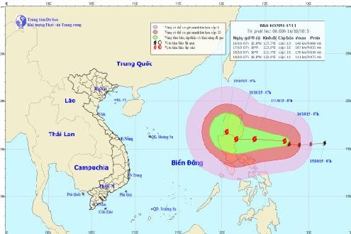 Biển Đông chuẩn bị đón bão Koppu