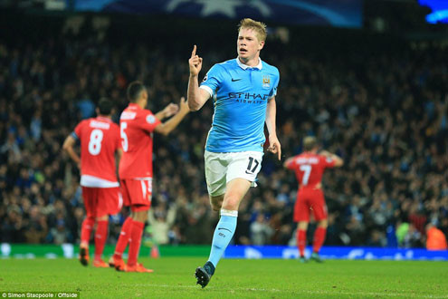 Kevin De Bruyne tỏa sáng, Man City thắng Sevilla 2-1