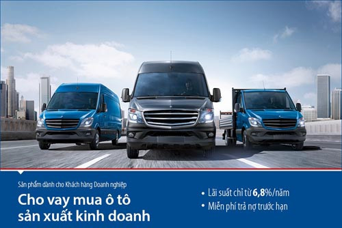 Lãi suất 6,8% cho Khách hàng doanh nghiệp vay mua ô tô để sản xuất kinh doanh