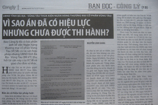 Cần sớm ban hành Luật Thi hành án hành chính