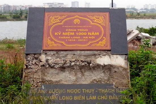 Dự án Hồ Vục: Tấm biển "Công trình kỷ niệm 1.000 năm Thăng Long - Hà Nội" bị lãng quên?
