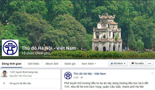 Chính quyền Hà Nội đưa thông tin chỉ đạo, điều hành lên Facebook