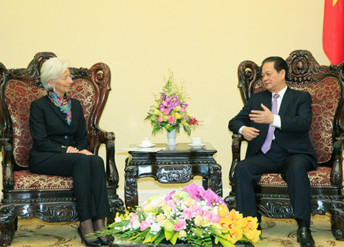 Thủ tướng Nguyễn Tấn Dũng tiếp Tổng Giám đốc Quỹ Tiền tệ Quốc tế