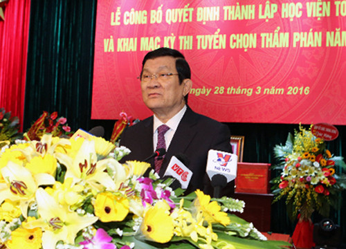 Công bố Quyết định thành lập Học viện Tòa án và khai mạc kỳ thi tuyển chọn Thẩm phán năm 2016