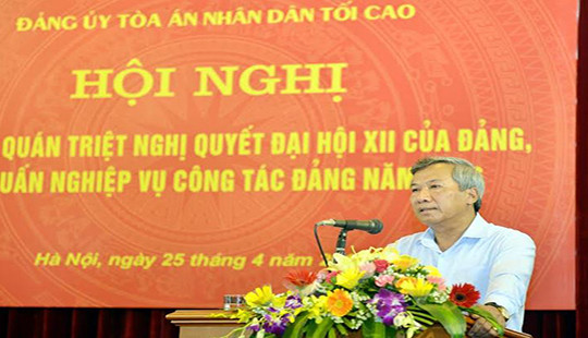 TANDTC tổ chức quán triệt các Văn kiện Đại hội lần thứ XII của Đảng và tập huấn nghiệp vụ công tác Đảng năm 2016