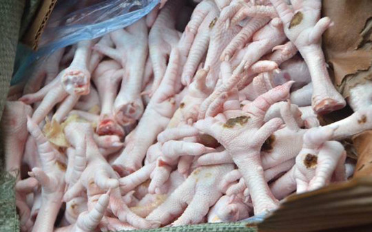 Hơn 3 tấn chân gà không rõ nguồn gốc bị bắt giữ trên đường đi tiêu thụ