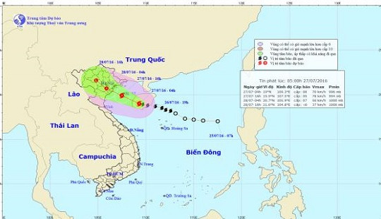 Dự báo thời tiết ngày 27/7: Bão số 1 hướng vào bờ biển Quảng Ninh - Nam Định