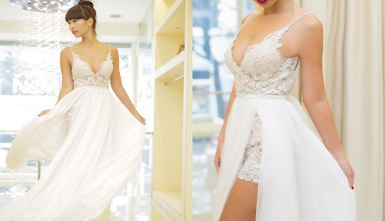 Mê mẩn váy cưới khoét sâu của siêu mẫu Hà Anh