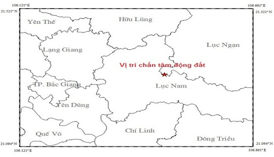 Bắc Giang: Xảy ra động đất có độ lớn 3,2 độ richter