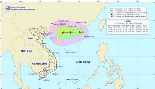 Dự báo thời tiết ngày 16/8: Áp thấp nhiệt đới có khả năng mạnh lên thành bão
