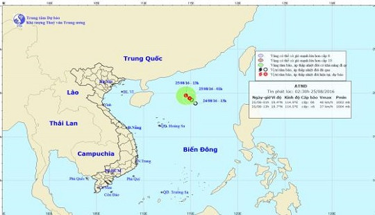 Áp thấp nhiệt đới gây gió mạnh cho khu vực Bắc Biển Đông