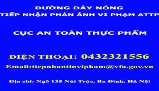 Bộ Y tế lập đường dây nóng tiếp nhận phản ánh vi phạm ATTP