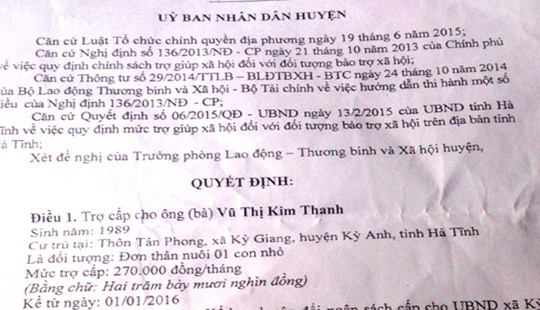 Nhầm lẫn của UBND xã, phụ nữ có chồng thành “bà mẹ đơn thân”