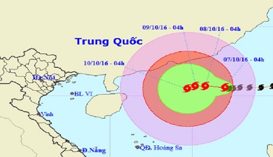 Bão số 6 mạnh cấp 9, tiến sát quần đảo Hoàng Sa