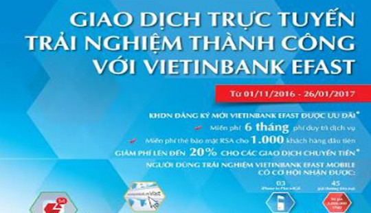 Giao dịch qua VietinBank eFAST trúng thưởng lớn