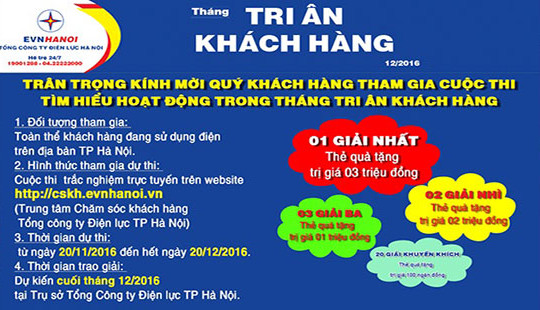 EVN HANOI phát động cuộc thi "Tìm hiểu về hoạt động tháng Tri ân khách hàng"