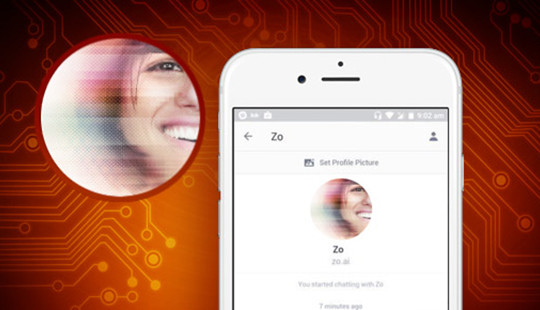 Ứng dụng chatbot Zo cho phép trò chuyện với bot bằng tiếng Anh