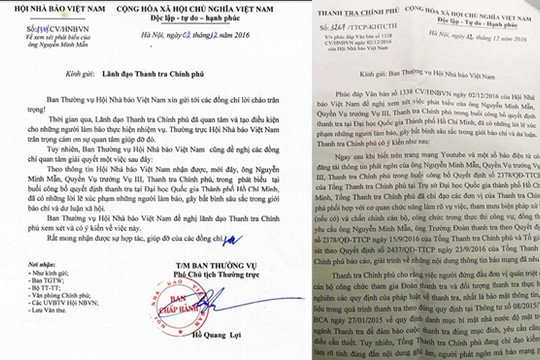 Thanh tra Chính phủ trả lời Hội Nhà báo về vụ ông Nguyễn Minh Mẫn