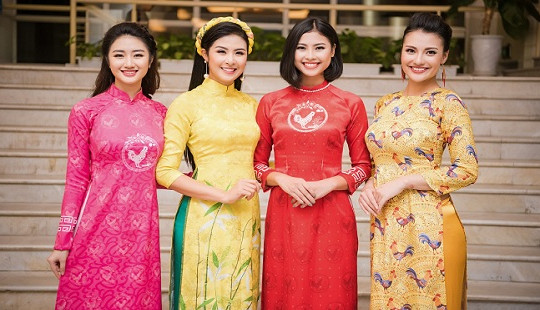Dàn Hoa hậu, người đẹp trình diễn áo dài của Hoa hậu Ngọc Hân