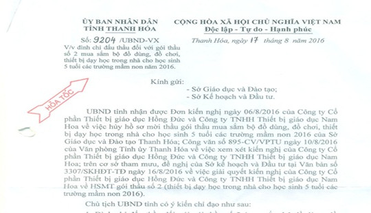 Sở GD&ĐT Thanh Hóa có dấu hiệu vi phạm trong đấu thầu