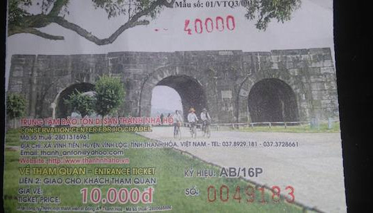 Giá vé thăm quan Thành Nhà Hồ tăng gấp 4 lần
