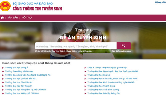 Phần mềm tuyển sinh sẽ tự loại những thí sinh ghi thông tin sai