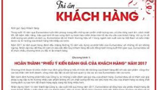 Chương trình chăm sóc khách hàng toàn diện nhân dịp 15 năm thành lập Eurowindow