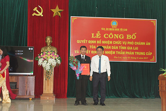 Bổ nhiệm Phó Chánh án và Thẩm phán trung cấp TAND tỉnh Gia Lai