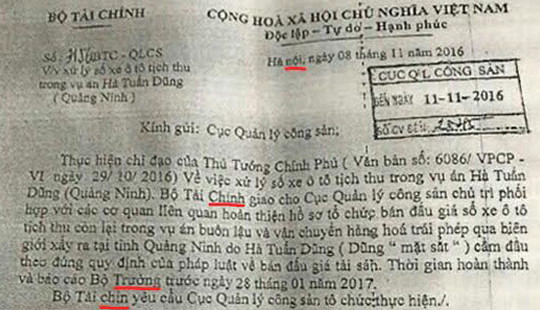 Cảnh báo văn bản giả mạo Bộ Tài chính về bán đấu giá xe vi phạm pháp luật