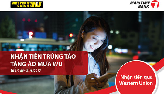 Tặng Iphone 7 cho khách hàng nhận tiền qua Western Union tại Maritime Bank