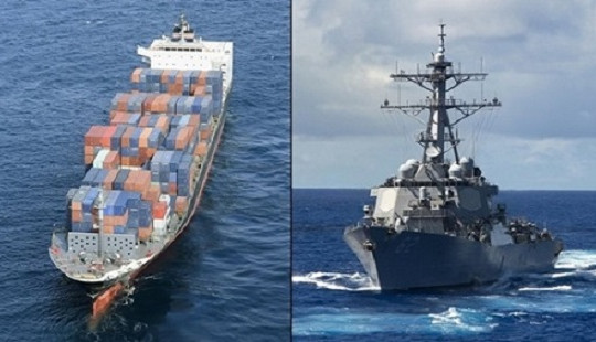Mỹ lần đầu “nhận lỗi” vụ tàu khu trục bị tàu chở hàng Philippines đâm bẹp