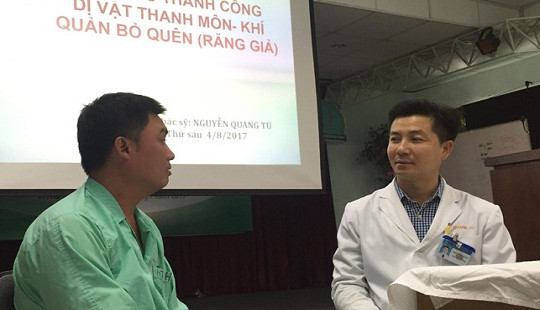 Hàm răng giả kẹt 2 năm trong đường thở của người đàn ông