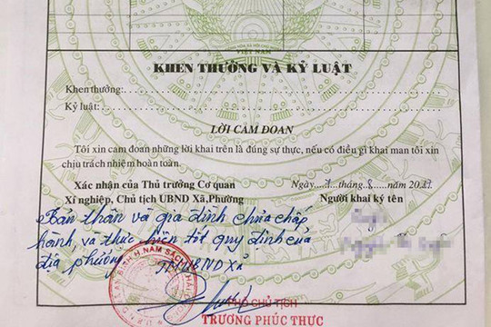Phó chủ tịch xã sai khi phê bình cả nhà cô gái trong sơ yếu lý lịch