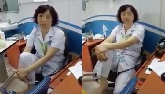 Bác sĩ Bệnh viện Mắt bị "tố" gác chân lên ghế đối thoại người nhà bệnh nhân