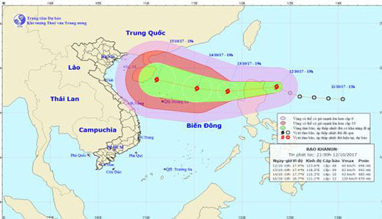 Áp thấp nhiệt đới mạnh lên thành bão, giật cấp 12
