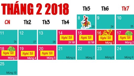 Thống nhất phương án nghỉ Tết Nguyên đán Mậu Tuất