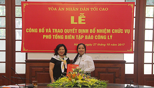 TANDTC bổ nhiệm Phó Tổng biên tập Báo Công lý