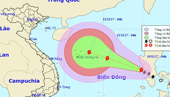 Đi vào Biển Đông bão số 13 gây mưa to và dông mạnh