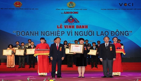 BIDV xuất sắc nhận giải thưởng “Doanh nghiệp vì Người lao động” năm 2017