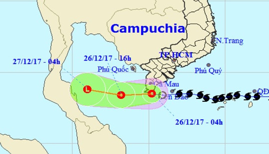 Bão số 16 suy yếu thành áp thấp nhiệt đới