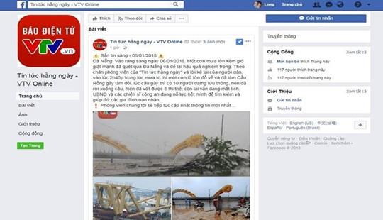 Giả mạo facebook VTV, đăng tin Cầu Rồng bị gãy