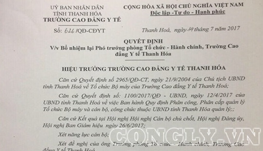 Trường CĐ Y tế Thanh Hóa: Nhiều sai phạm trong bổ nhiệm cán bộ