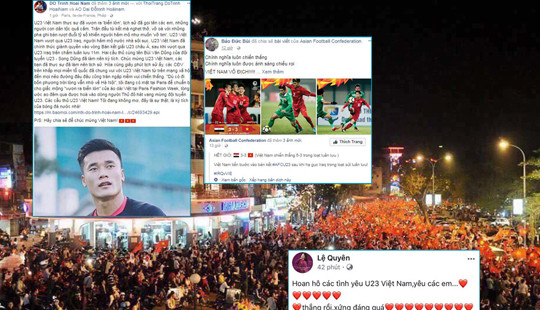Sao Việt "một đêm không ngủ" chúc mừng chiến thắng U23 Việt Nam