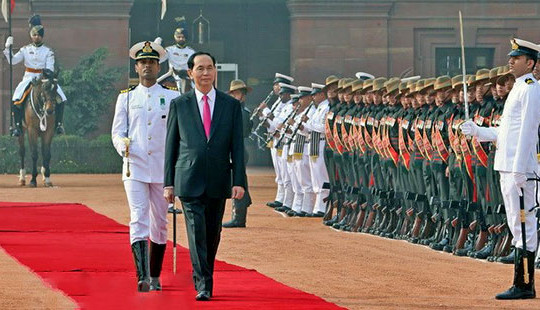 Lễ đón Chủ tịch nước Trần Đại Quang thăm cấp Nhà nước tới Cộng hòa Ấn Độ