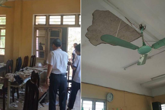 Hà Nội: Mảng trần nhà rơi giữa giờ học, nhiều học sinh bị thương