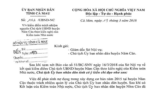 Để phát sinh nợ đọng, nguyên Chủ tịch UBND huyện bị kiểm điểm