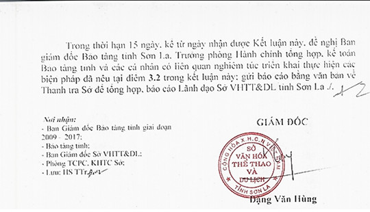 Sai phạm nghiêm trọng tại Bảo tàng tỉnh Sơn La