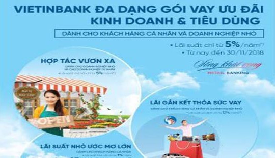 VietinBank ưu đãi lãi suất cho vay đối với khách hàng cá nhân và doanh nghiệp nhỏ